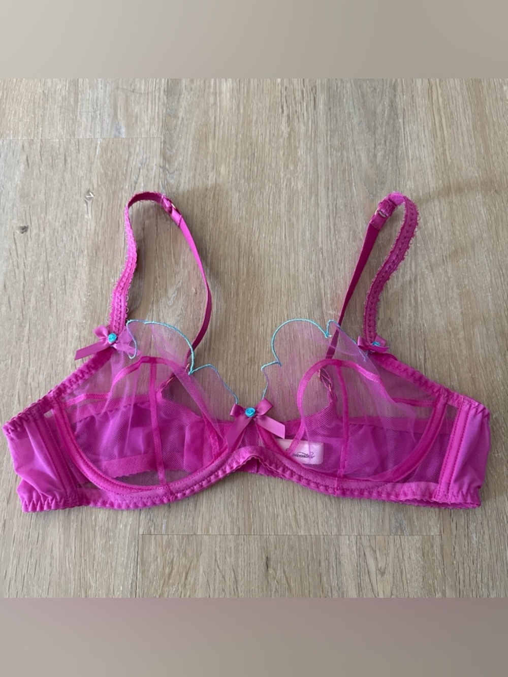 Agent Provocateur Pink & Teal Lorna Bra 38B - worn once